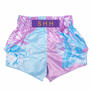 Pantalones Cortos de Boxeo Florales Rosa y Azul para Mujer SHH, Satén, Muay Thai, Kickboxing, Entrenamiento, Ropa de Lucha, Ajuste Holgado, Ropa Deportiva para Adultos - Product Image 3