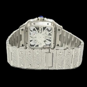 Exquisito Reloj de Acero Inoxidable Plateado con Brillantes Diamantes de Moissanita, Perfecto para Vestir Informal de Negocios y Formal, Relojes de Cuarzo - Product Image 4