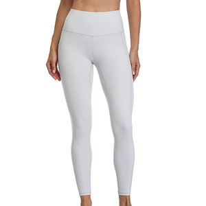 Leggings taille haute pleine longueur pour femme, couleur unie, extensibles, respirants, tricotés, style basique toutes saisons - Product Image 1