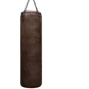 Brown Heavy Punching Bag Leather EVA Outsole Cotton Filled Zipper Closure Adjustable Height Durable for Adult Youth Training - Product Image 1