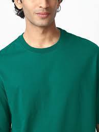 เสื้อยืดลำลองผู้ชายสีเขียวทรงโอเวอร์ไซส์ ผลิตจากผ้าฝ้ายออร์แกนิกคุณภาพสูง ทอแบบถัก แขนสั้นด้านหน้า ระบายอากาศได้ดี สวมใส่สบาย - Product Image 2