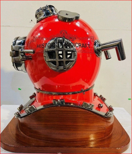 Casco de Buceo de 18 Pulgadas, Modelo Mark V de la Marina de los Estados Unidos, Color Rojo, con Base - Product Image 2