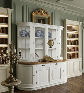 Pedroza Eco-Friendly Durable Elegant <b>Storage</b> <b>Cabinet</b> Solid Wood Curved Design Natural <b>White</b> Finish Glass Doors Dining Room - Product Image 3