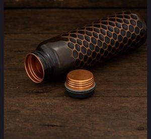 ILAHI's Hammered Copper Eco-Friendly 500ml Tumbler <b>Water</b> <b>Bottle</b> with Lid Classic Design for Home Office Travel Outdoor - Product Image 2