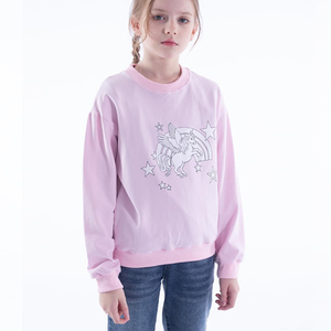 Sudadera con Cuello Redondo y Estampado de Unicornio Rosa, Corte Regular, Estilo Informal, Tejido Ecológico de Secado Rápido, 370g, Unisex, Invierno - Product Image 3