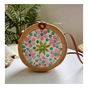 HANDWOVEN RATTAN HANDBAG DECORATED WITH PEARL SHELL - Product Image 1