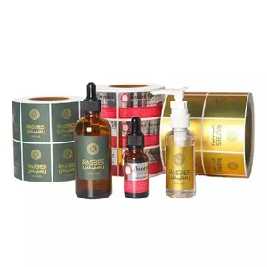 Rollo de Etiquetas Autoadhesivas Transparentes a Prueba de Agua Personalizadas con Estampado Dorado y Grabado para Bebidas y Paraguas - Product Image 1