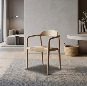 Silla de Comedor Kuba de Lujo, Estructura de Madera de Teca Sólida, Tejido Resistente, Diseño Moderno, Resistente al Agua, Multifuncional, Confortable para el Hogar de Alta Gama - Product Image 1