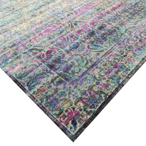 Tapis de luxe noués à la main en soie, laine et viscose - Tapis modernes vieillis et tapis orientaux traditionnels à poils ras - Product Image 3