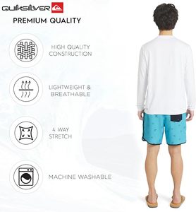 Chemise de surf Quiksilver pour homme, manches longues, blanche, respirante, protection solaire UPF50+, 100% polyester, pour adultes, avec impression de logo - Product Image 3