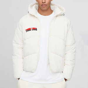 New Arrival Custom Made Men's Puffer Jacket Custom Printed Logo Winter Waterproof Stand Collar High Street <b>Canvas</b> Zipper Plain - Product Image 4