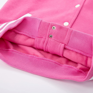 Veste universitaire à capuche pour femme, rose et blanc, à blocs de couleur, manches longues, fermeture éclair, respirante, style preppy, en laine/polyester, manteau d'hiver - Product Image 5