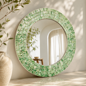 Miroir mural en bois élégant, mosaïque de coquillages artisanale, design encadré traditionnel, miroir décoratif durable et écologique - Product Image 6