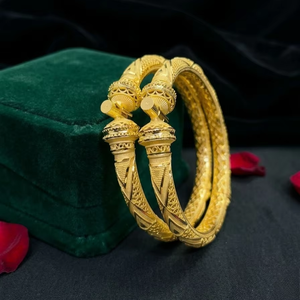 Women’s Handmade 1K Gold Plated Copper Brass <b>Bangles</b> <b>Set</b> | Traditional Designer Jewelry | High Quality Bridal Wedding Party Wear - Product Image 1