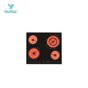 Table de cuisson <span class=keywords><strong>vitrocéramique</strong></span> encastrable noire 4 feux infrarouges, plaque de cuisson électrique radiante avec commande tactile, appareil de cuisine - Product Image 3