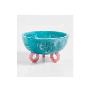 Bol en résine époxy écologique, luxueux et élégant, pour usages multiples |   Noeud bleu |   Cadeau fait main, saladier, rangement pour fruits, vaisselle de maison - Product Image 3