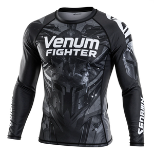 เสื้อรัดกล้ามเนื้อแขนยาวพิมพ์ลายโลโก้ Venum Fighter สำหรับผู้ชาย แบบซับลิเมชั่น แห้งเร็ว สีดำเทา เสื้อรัดกล้ามเนื้อ Venum - Product Image 2