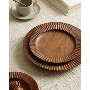 Assiette de présentation de luxe en bois et laiton, vente en gros, sous-assiette ronde vintage en bois pour mariage, événement, hôtel, plateaux décoratifs de table - Product Image 6