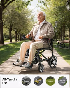 Fauteuil roulant électrique longue portée de 35 milles pour adultes, fauteuil roulant motorisé pliable avec 2 batteries amovibles de 12 Ah - Product Image 5