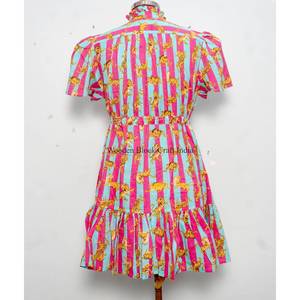 Elegante Vestido Mini de Verano Estilo Vintage para Mujer, Hecho a Mano con Algodón Orgánico, Cuello Redondo, Manga Larga, Estampado Floral, Transpirable - Product Image 6