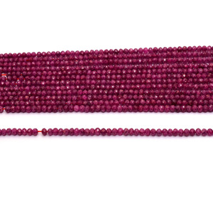 Cuentas sueltas de rubí AAA+ de 3mm-4mm microfacetadas en forma de rondel, rubí rojo natural, piedras preciosas sueltas para la fabricación de joyería. - Product Image 2