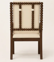 Chaise de salle à manger vintage de style français, mi-siècle, en bois massif, avec perles, sensation haut de gamme, fauteuil de loisirs individuel avec dossier, mobilier de maison - Product Image 3
