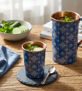Vaso de Cobre Puro Hecho a Mano con Vibrante Estampado Mandala Meenakari, Vasos Ecológicos para Beber con Beneficios para la Salud Ayurvédica - Product Image 5
