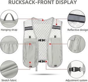 Hydration <b>Vest</b> With Mesh Back Adjustable Straps <b>Reflective</b> Design For Hiking Outdoor Activities Durable Nylon Construction - Product Image 5