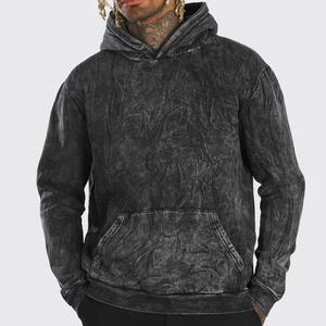 acid washed 100% Cotton Heavy <b>Hoodie</b> Unisex Custom Digital Print Pullover Solid Pattern Silk Screen Printing <b>Hoodie</b> - Product Image 2