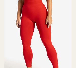 Pantalones de yoga transpirables de cintura alta, sin costuras, de secado rápido, personalizados, para entrenamiento de glúteos, color melocotón. - Product Image 4