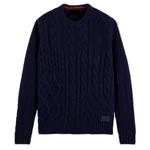 Suéter de Punto para Hombre, Cuello en V, Color Azul Marino, Manga Larga, Color Sólido, para Otoño - Product Image 2