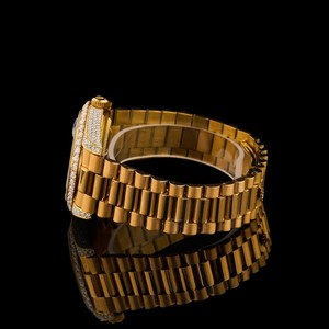 Montre mécanique de luxe haut de gamme pour homme avec accents de diamants Moissanite, bracelet en or blanc, aiguilles élégantes, montre-bracelet scintillante, tendance - Product Image 3