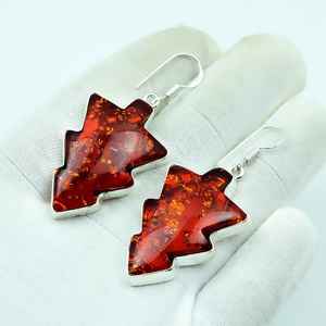 Boucles d'oreilles bohèmes en ambre baltique, faites à la main, en argent sterling 925, bijoux naturels, cadeau pour femme - Product Image 4