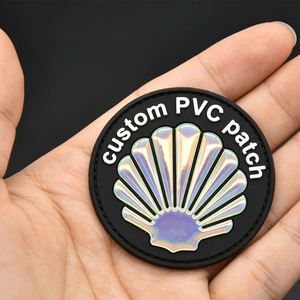 Custom PVC <b>Patch</b> Circle 3D Embossed Shell Design <b>Sew</b>-<b>On</b> <b>Patch</b> - Product Image 2
