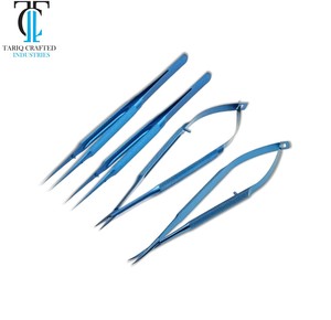 Kit d'instruments microchirurgicaux ophtalmiques de haute qualité : porte-aiguilles Castroviejo et micro-ciseaux à ressort en titane - Product Image 6