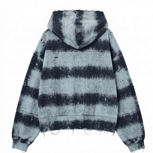 <b>Vintage</b> Acid Wash <b>Tie</b> Dye Zip Up Hoodie Oversized Distressed Crop Sweatshirt Unisex Autumn - Product Image 2