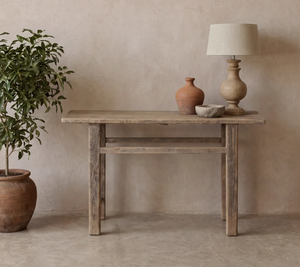Antique Elm <b>Console</b> <b>Table</b> Rustic Wooden Entryway <b>Table</b> Farmhouse Hallway Furniture Vintage <b>Reclaimed</b> <b>Wood</b> Narrow Accent <b>Table</b> - Product Image 3