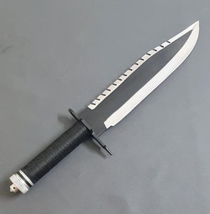 Couteau de survie extérieur 12 pouces le plus demandé |   Couteau à lame fixe en acier bicolore avec dos de lame en forme de scie et poignée texturée, qualité économique - Product Image 4