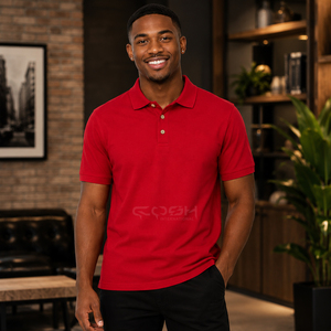 Camiseta Polo Roja Clásica para Hombre, 100% Algodón Piqué, Manga Corta, Informal, para Golf, con Logotipo Personalizado, OEM, al por Mayor - Product Image 5