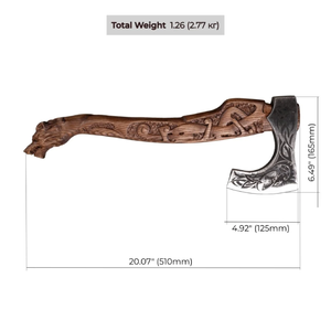 Hache à main de survie robuste pour camping en plein air, lame gravée loup, style tomahawk nordique médiéval, 20 pouces, personnalisée OEM, vente en gros - Product Image 2