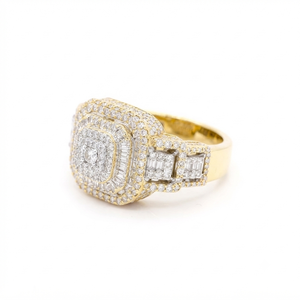 Bague de championnat pour homme, de luxe, plaquée or rose, avec moissanite taille baguette, géométrique, personnalisée, style hip-hop, pour fiançailles, mariage et soirée - Product Image 2