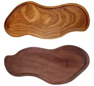 Wooden Flower Shape 5 Section Divided Tray Premium Food Warmers and Casseroles Split Wood <b>Snack</b> Serving Platter Dried Fruit Bowl - Product Image 4