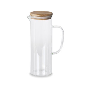 Caraffa in vetro per acqua di mare con coperchio in legno, brocca per infusione di tè e frutta - Product Image 1