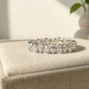 Pulsera de tenis con diamantes de corte pera cultivados en laboratorio para mujer, claridad F VVS2, certificado IGI, precio mayorista, joyería de boda para mujer - Product Image 1
