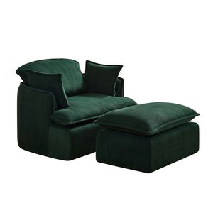 Poltrona Moderna in Tessuto Corduroy Convertibile in Divano Comprimibile con Pouf per Spazi Piccoli, Ideale per Soggiorno, Dormitorio, Appartamento, Centro Commerciale - Product Image 4