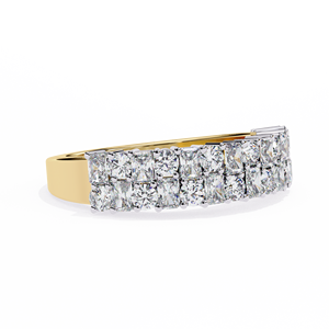 Bague de fiançailles et de mariage en or massif 14 carats avec diamant de laboratoire taille brillant rond et taille radiant, HPHT CVD - Product Image 3