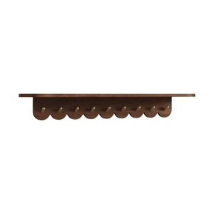 Wholesale Price Wooden Wall <b>Shelf</b> <b>Hook</b> Rack Scalloped Design Multi <b>Hook</b> Coat Hanger Entryway Organizer Storage Decor - Product Image 1