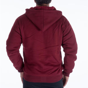 Pull à capuche unisexe en polaire rouge, coupe ample, avec fermeture éclair et poche avant, décontracté, pour le printemps, 100 % coton tricoté, respirant, couleur unie - Product Image 2