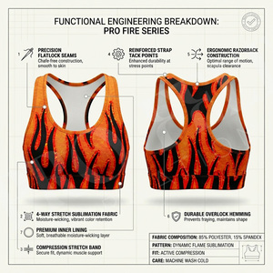 All Season Custom Printed Sports <b>Bra</b> Racerback Gym Workout Fitness Yoga Crop Top Padded <b>Stretch</b> Breathable Activewear Sports <b>Bra</b> - Product Image 2