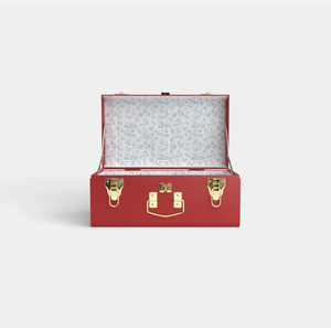 Rectangular Metal <b>Storage</b> Trunk Box With Lid Floral Interior Olive Green Classic Design For Organizing Items - Product Image 5
